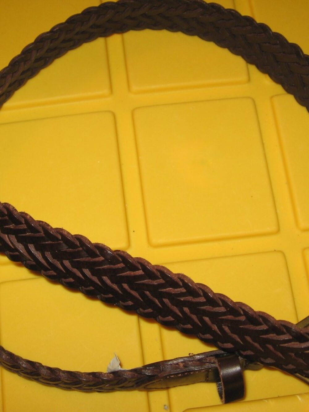 Lands' End 1.25" Brown Leather Braided Belt Size 38